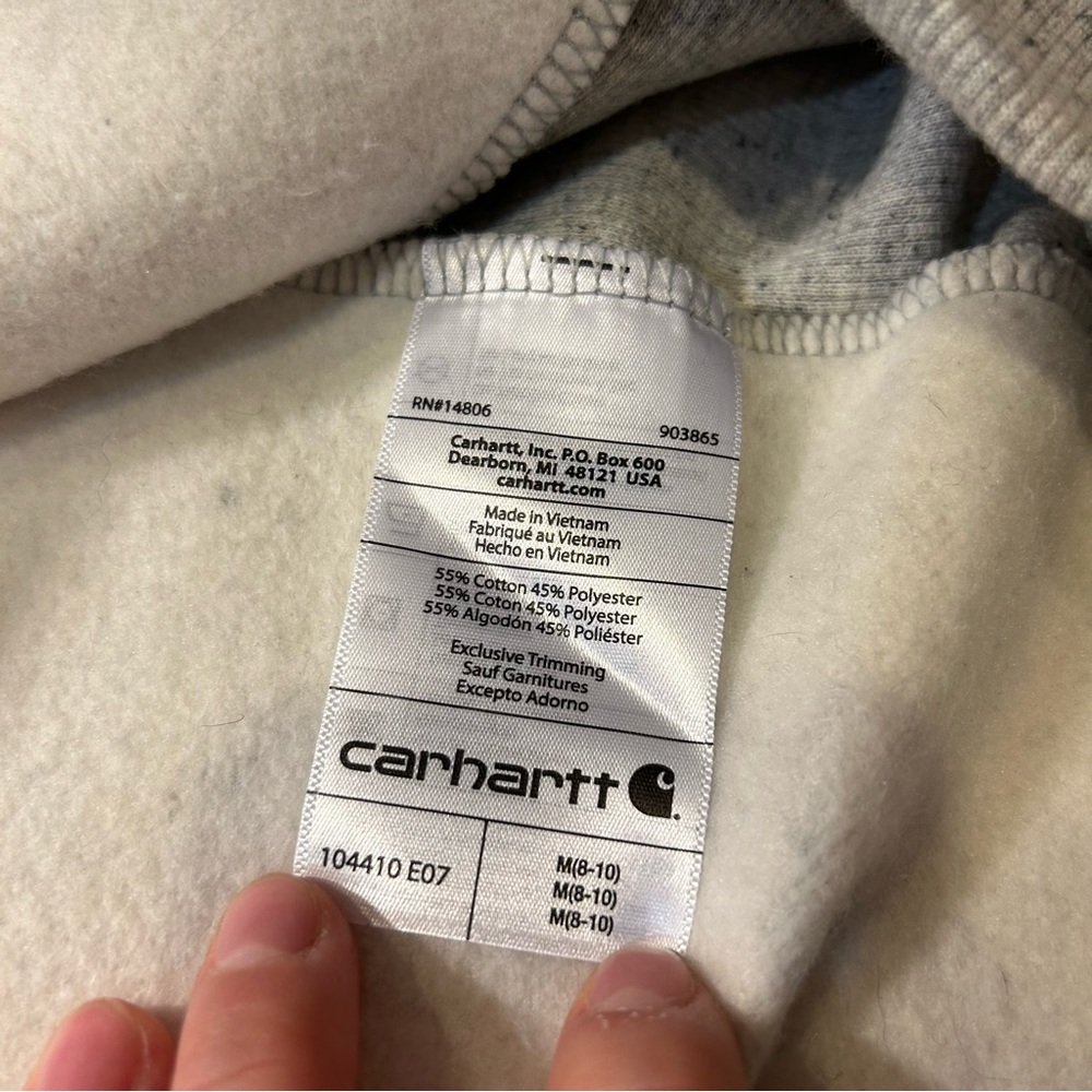 Carhartt Heather Gray Crewneck Sweatshirt with Black Sleeve Logo - Picture 10 of 10